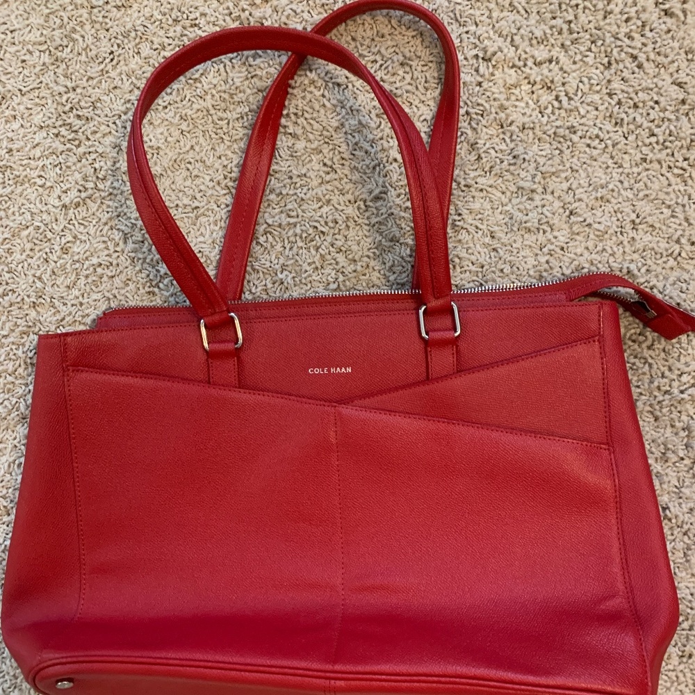 Cole Haan Red Leather Purse Tote